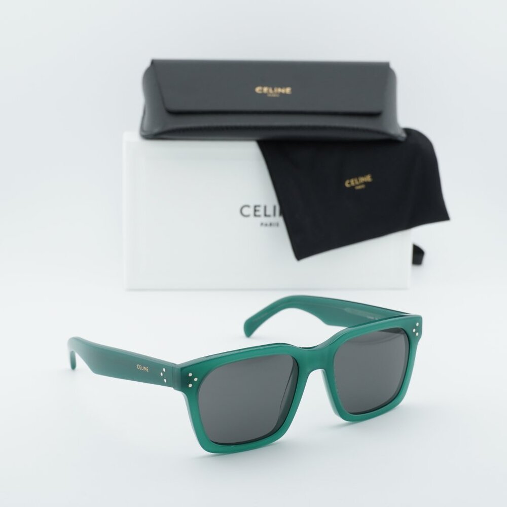 Celine CL40248I 96A Square Sunglasses - Glossy Green/Grey - Picture 8 of 10
